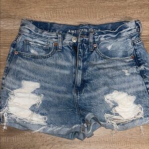 American Eagle Outfitters Women's Ripped Blue Jean Shorts